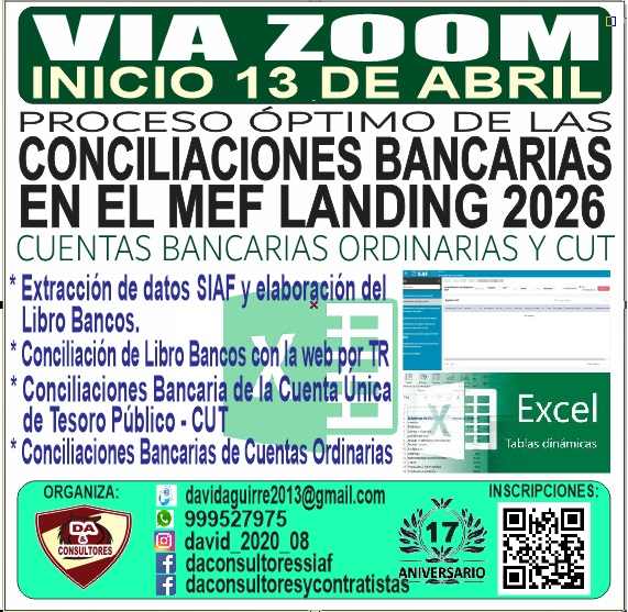 PROCESO ÓPTIMO DE LAS CONCILIACIONES BANCARIAS EN EL MEF LANDING 2026 